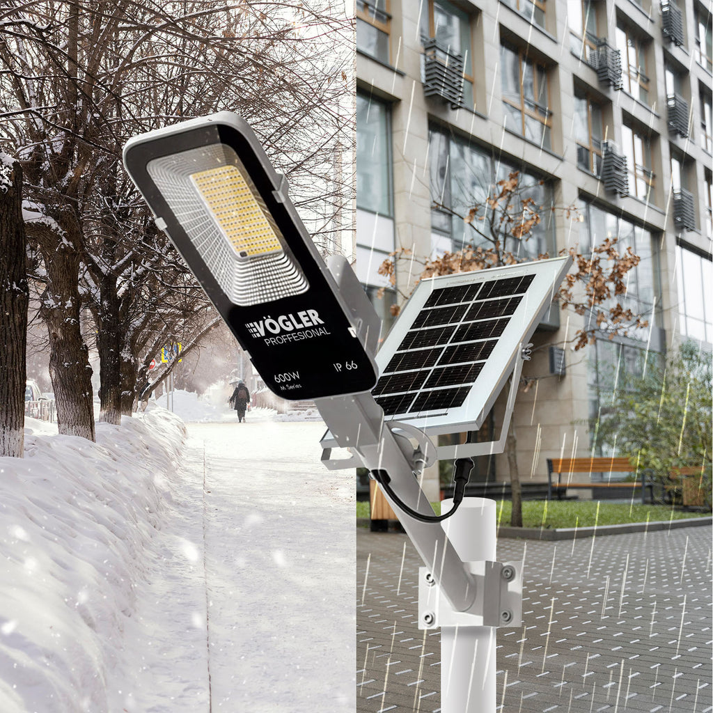 Erőteljes napelemes lámpa, alkonyatérzékelő, távirányító, Vögler Professional 600W