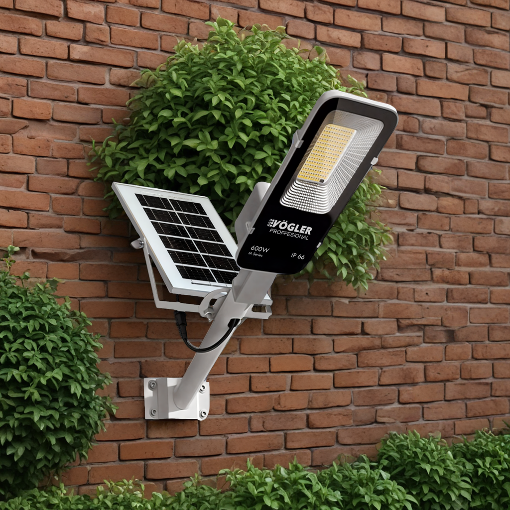 Erőteljes napelemes lámpa, alkonyatérzékelő, távirányító, Vögler Professional 600W