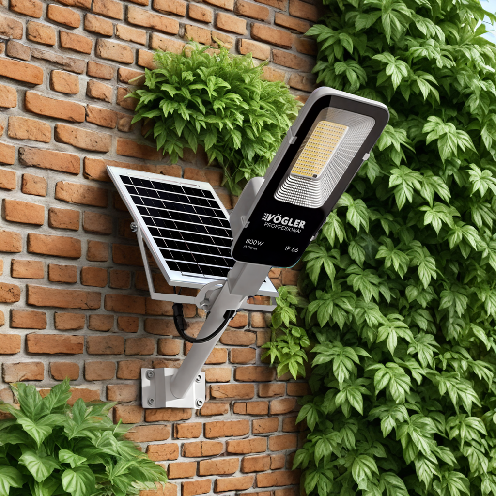 Erőteljes napelemes lámpa, alkonyatérzékelő, távirányító, Vögler Professional 800W