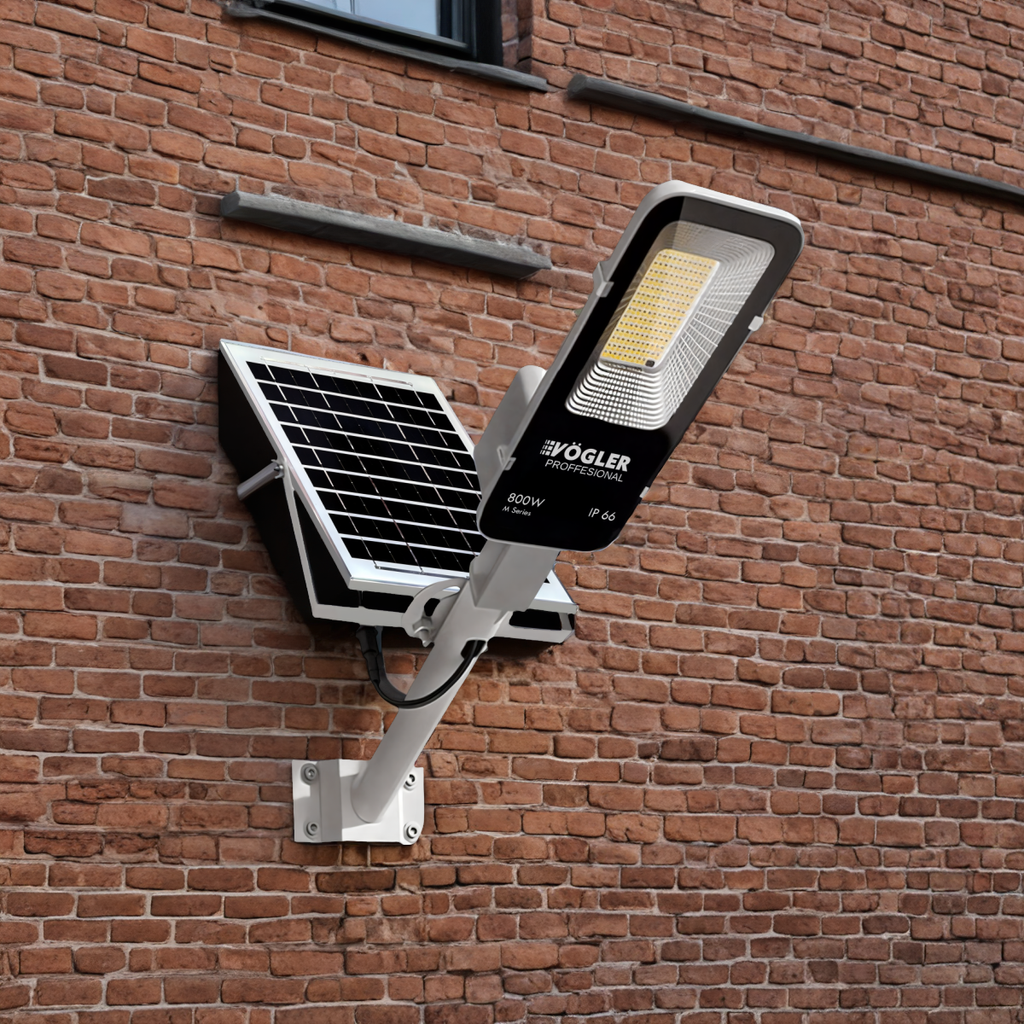 Erőteljes napelemes lámpa, alkonyatérzékelő, távirányító, Vögler Professional 800W