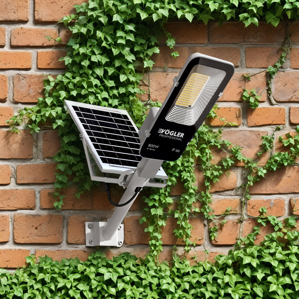Erőteljes napelemes lámpa, alkonyatérzékelő, távirányító, Vögler Professional 800W