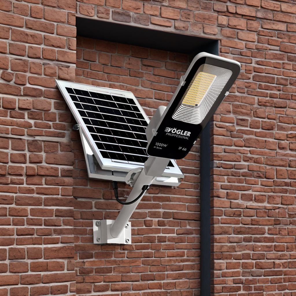 Erőteljes napelemes lámpa, alkonyatérzékelő, távirányító, Vögler Professional 1000W