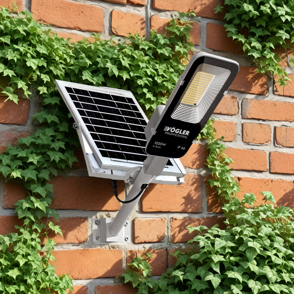 Erőteljes napelemes lámpa, alkonyatérzékelő, távirányító, Vögler Professional 1000W
