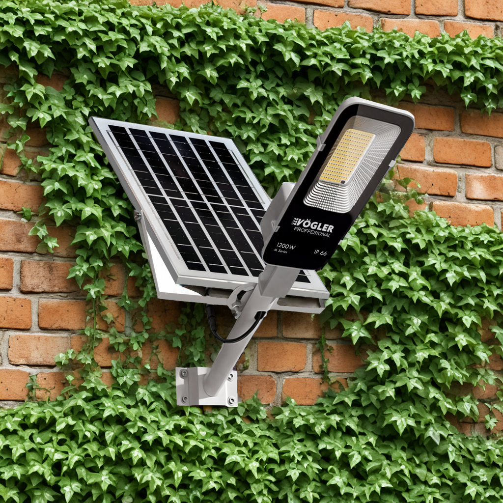Erőteljes napelemes lámpa, alkonyatérzékelő, távirányító, Vögler Professional 1200W