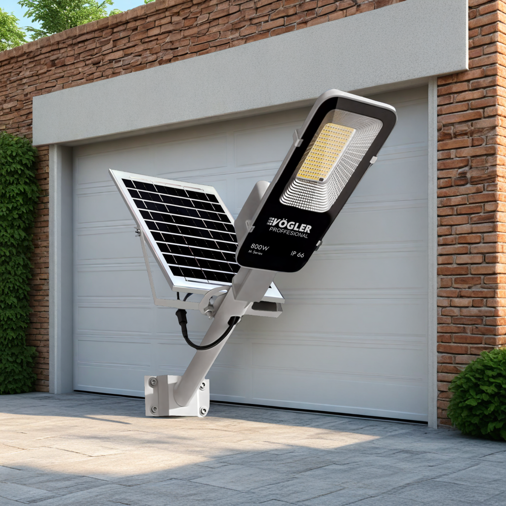 Erőteljes napelemes lámpa, alkonyatérzékelő, távirányító, Vögler Professional 800W